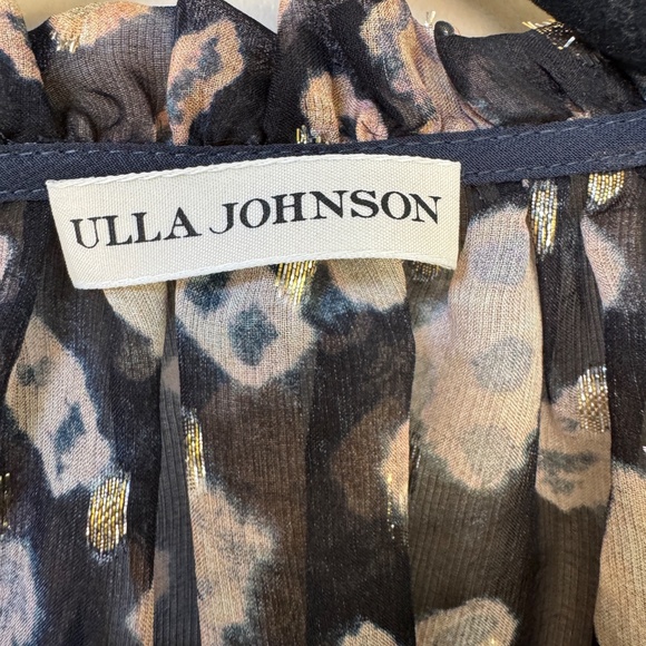 Ulla Johnson Nailah Peasant Blouse Midnight Sheer Silk Ruffle Balloon Sleeve  4 - Picture 10 of 13